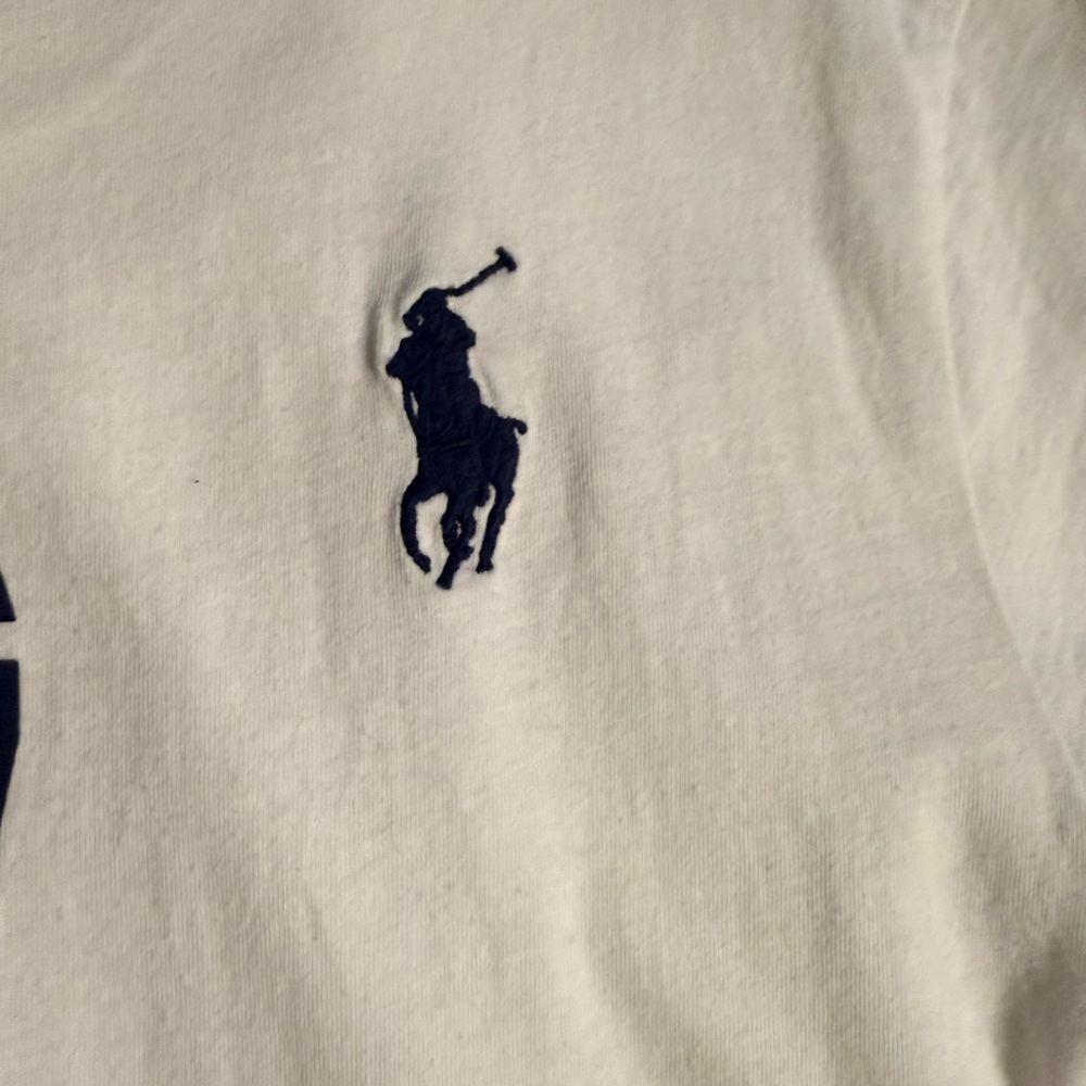 Ralph Lauren White and Navy Kids Short Sleeve Tee - Picture 3 of 6